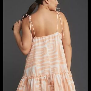 Maeve sleeveless flounce Peach and White Mini Dress